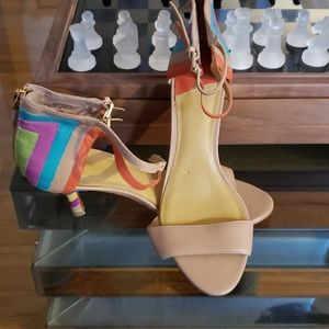 Colorful kitten heel sandals